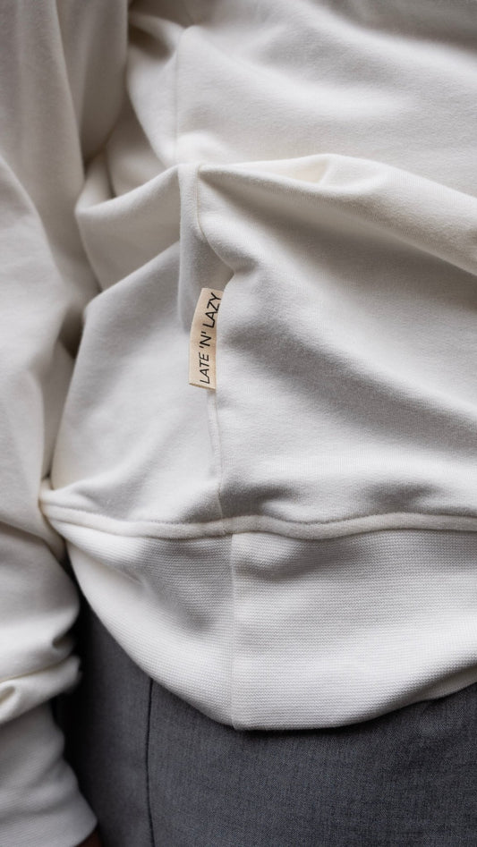 Women's Classic Sweatshirt Cropped - Ecru - LATE 'N' LAZY -