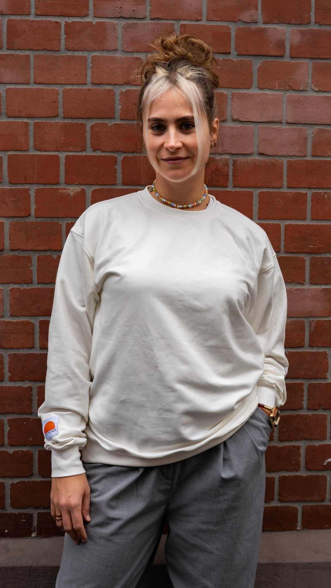 Women's Classic Sweatshirt Cropped - Ecru - LATE 'N' LAZY -